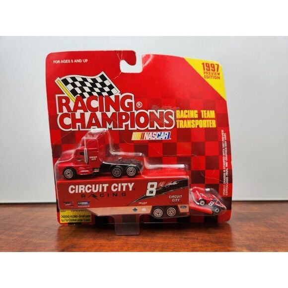 1997 NASCAR Hut Stricklin 8 Racing Champions 1:144 Scale Team Transporter w/Car - Picture 1 of 15